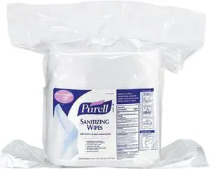 PURELL 9118-02 Sanitizing Wipes, 6 x 8, White, 1200/Refill Pouch, 2/Carton
