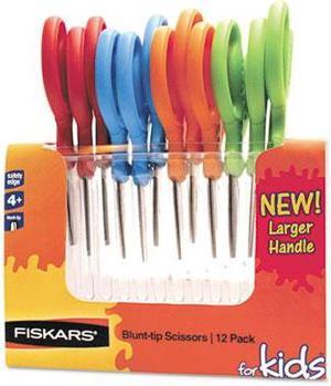 Fiskars 95017197 Children’s Safety Scissors, Blunt, 5 in. Length, 1-3/4 in. Cut, 12/Pack