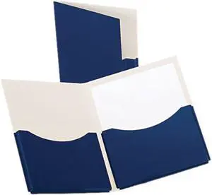 Oxford 54443 Double Stuff Gusseted 2-Pocket Laminated Paper Folder, 200-Sheet Capacity, Navy