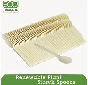 Eco-Products EPS003PK Plant Starch Teaspoon, Cream, 50/Pack Eco-Products EPS003PK Plant Starch Teaspoon, Cream, 50/Pack