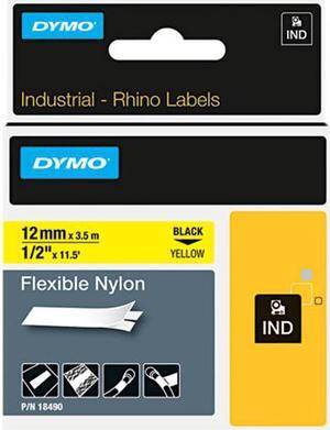 Rhino Flexible Nylon Industrial Label Tape Cassette, 1/2" x 11-1/2ft, Yellow