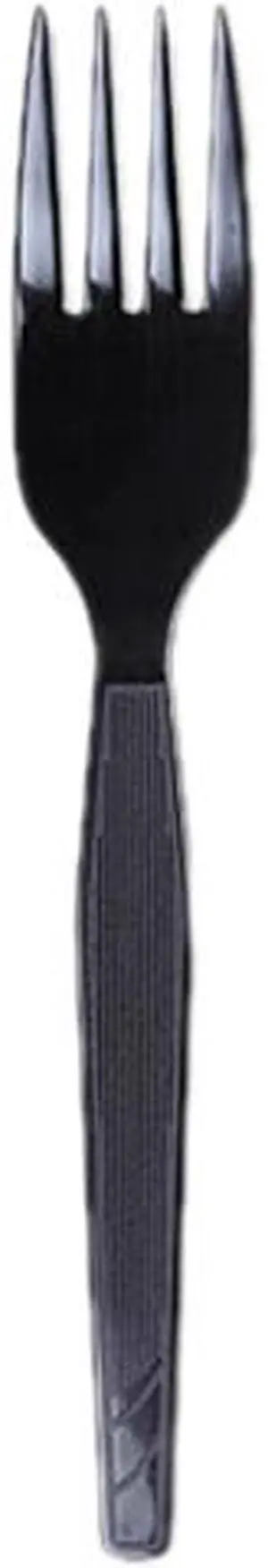 Dixie FM517 Plastic Tableware, Heavy Mediumweight Forks, Black, 1000/Carton
