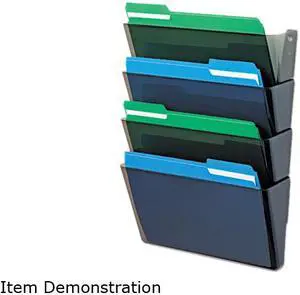 Deflect-o 73402 DocuPocket Four-Pocket Wall Set, Plastic, Letter, 13 x 4 x 7, Smoke