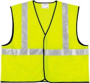 MCR Safety VCL2SLL Class 2 Safety Vest, Fluorescent Lime w/Silver Stripe, Polyester, Large