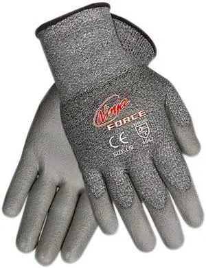 Memphis N9677L Ninja Force Polyurethane Coated Gloves, Large, Gray