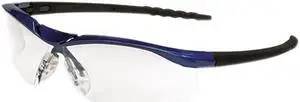 Crews DL310AF Dallas Wraparound Safety Glasses, Metallic Blue Frame, Clear AntiFog Lens