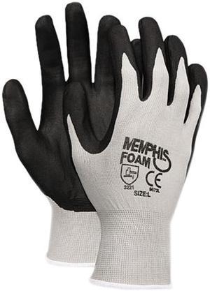 Memphis 9673XL Economy Foam Nitrile Gloves, Gray/Black, Dozen