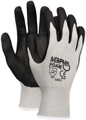 Memphis 9673M Economy Foam Nitrile Gloves, Medium, Gray/Black, Dozen
