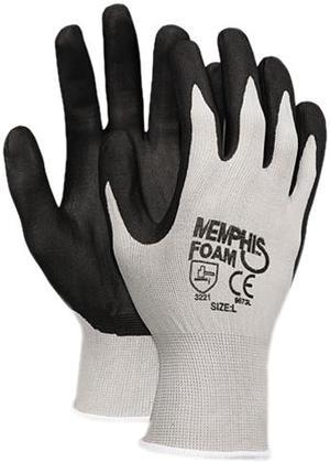 Memphis 9673L Economy Foam Nitrile Gloves, Large, Gray/Black, Dozen