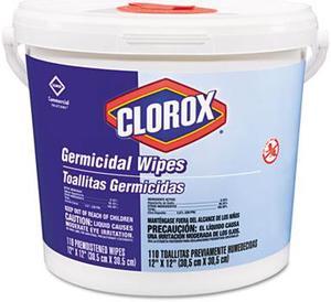 Clorox 30358 Germicidal Wipes, 12 x 12, White, 110/Canister