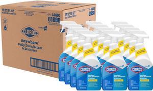 Clorox 01698CT Anywhere Sanitizing Spray, EPA-Approved, 32 oz Bottle, 12/Carton