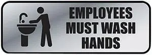 COSCO 098205 Brushed Metal Office Sign, Employees Must Wash Hands, 9 x 3, Silver
