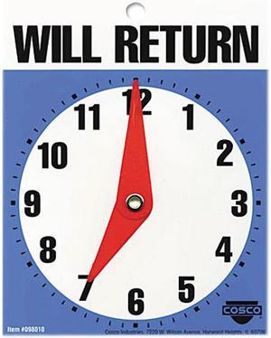 COSCO 098010 Will Return Later Sign, 5" x 6", Blue