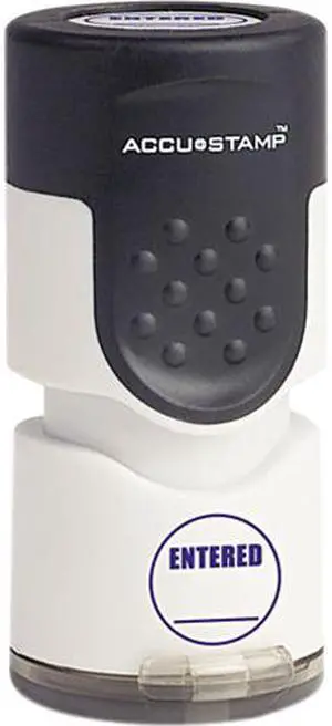 ACCUSTAMP 035656 Accustamp Pre-Inked Round Stamp with Microban, ENTERED, 5/8" dia, Blue