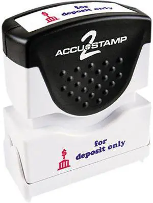 Accustamp2 035523 Accustamp2 Shutter Stamp with Microban, Red/Blue, FOR DEPOSIT ONLY, 1 5/8 x 1/2