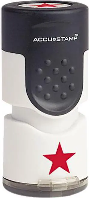 ACCUSTAMP 030726 Accustamp Pre-Inked Round Stamp with Microban, Star, 5/8" dia., Red