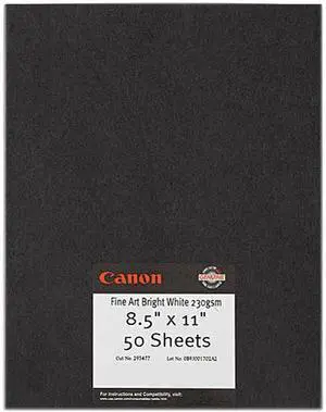 Canon USA 0850V065 Fine Art Bright White Paper, 230 gsm, 8-1/2 x 11, 50 Sheets/Box