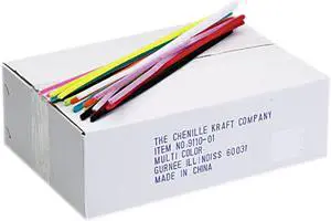 Chenille Kraft 9110-01 Jumbo Stems, 12" x 6mm, Metal Wire, Polyester, Assorted, 1000/Box