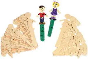 Chenille Kraft 3645-02 People-Shaped Wood Craft Sticks, 5 3/8", Wood, Natural, 36/Pack