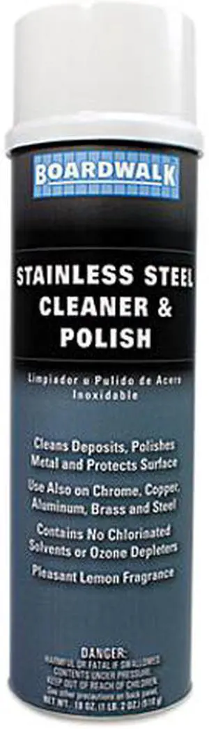 Boardwalk 347-A Stainless Steel Cleaner & Polish, Lemon, 18 oz. Aerosol Can