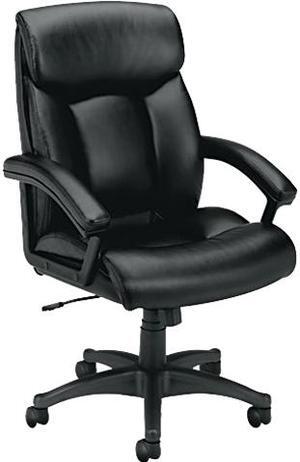 HON Leather Executive Chair - High-Back Computer Chair for Office Desk, Black (VL151)