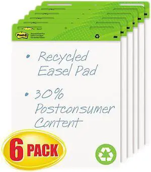 Post-it Easel Pads 559RPVAD6 Self-Stick Easel Pads, 25 x 30, White, Recycled, 1 Carton - 6 30-Sheet Pads