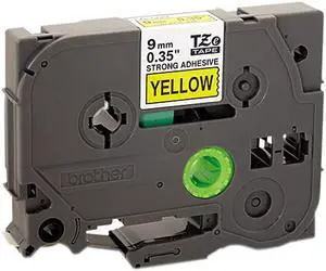 Brother TZES621 P-touch Laminated Tape, 9mm (0.35") Black on Yellow Tape with Extra Strength Adhesive 8m (26.2 ft)