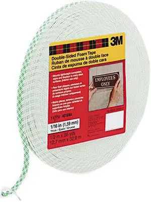 Scotch 401612 Double-Coated Foam Tape, 1/2" x 36 yards, White