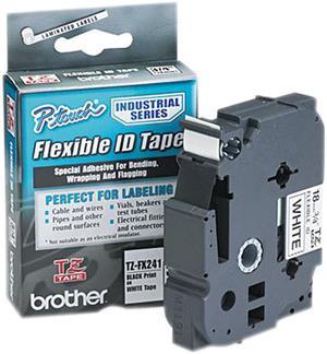 Brother P-Touch BRTTZEFX241 TZe Flexible Tape Cartridge for P-Touch Labelers 3/4" x 26-1/5 ft Black on White