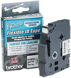 Brother TZ Flexible Tape Cartridge for P-Touch Labelers, 1/2in x 26.2 ft, Black on White Brother TZ Flexible Tape Cartridge for P-Touch Labelers, 1/2in x 26.2 ft, Black on White