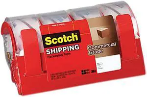 Scotch 3750-4RD Commercial Grade Packaging Tape with Dispenser, 1.88" x 54.6 yards, Clear, 4/PK