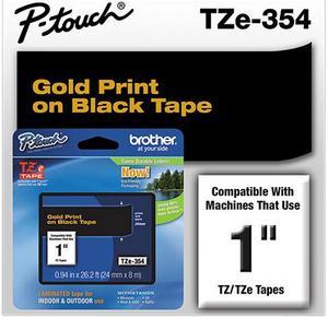 Brother TZE354 24 mm (0.94") Gold on Black tape for P-Touch 8 m (26.20 ft.)