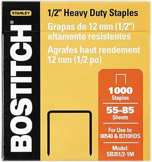 Stanley Bostitch SB351/21M Heavy-Duty Staples, 1/2 Inch Leg, 100 Strip Count, 1,000/Box