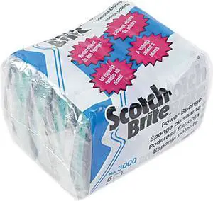 Scotch-Brite 3000CC Power Sponge, Teal, 2 7/8 x 4 1/2, 5/Pack