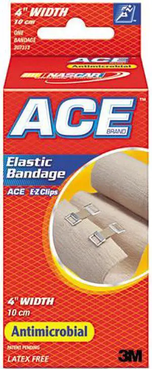 ACE 207313 Elastic Bandage with E-Z Clips, 4" x 64"