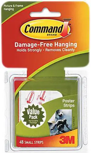 Command 17024VP Poster Adhesive Strip Value Pack, White, 48 Strips/Pack