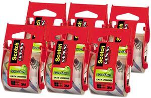 Scotch 145-6 Sure Start Packaging Tape, 2" x 22.2 yards, 2" Core, Clear, 6/Pack