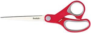 Scotch 1427 Multi-Purpose Scissors, Pointed, 7" Length, 3-3/8" Cut, Red/Gray