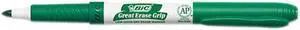 BIC GDE11-GN Great Erase Grip Dry Erase Markers, Fine Point, Green, Dozen