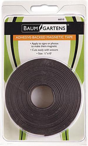 Baumgartens Adhesive-Backed Magnetic Tape, Black, 1/2" x 10ft, Roll