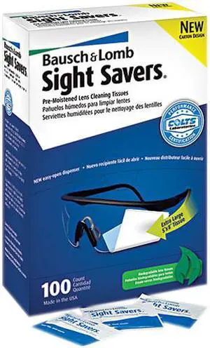Bausch & Lomb 8574GM Sight Savers Premoistened Lens Cleaning Tissues, 100 Tissues/Box