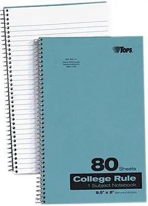 Tops 65121 Backpack Notebook, College Rule, 6 x 9-1/2, White, 80 Sheets/Pad
