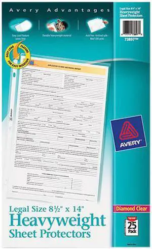 Avery 73897 Legal Size Heavyweight Sheet Protectors, 8-1/2" x 14", 25 Protectors (73897)