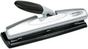 Swingline 74026 LightTouch Desktop Three-Hole Punch, 9/32 Diameter Hole, Black/Silver