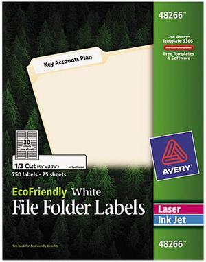 Avery EcoFriendly File Folder Labels 2/3 x 3 7/16 White 750/Pack 48266