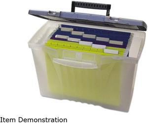 Storex 61511U01C Portable File Storage Box w/Organizer Lid, Letter/Legal, Clear