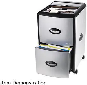 Storex 61352U01C Mobile Filing Cabinet With Metal Siding, 19w x 15d x 23h, Black/Silver