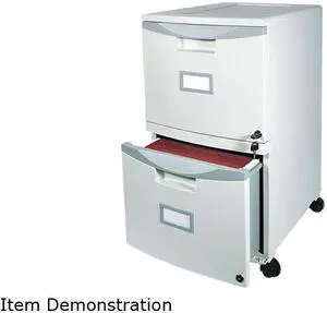 Storex 61301B01C 2-Drawer Mobile Filing Cabinet, 14-3/4w x 18-1/4d x 26h, Light Gray