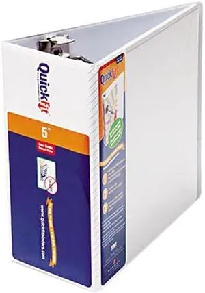 Stride 87070 Quick Fit D-Ring View Binder, 5" Capacity, White