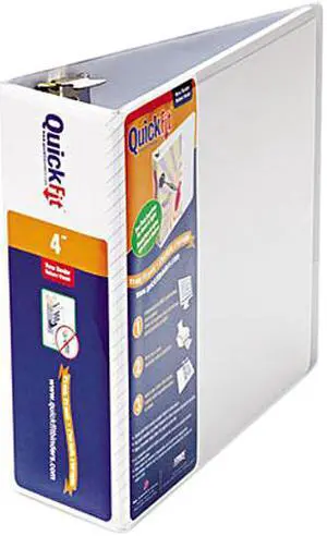 Stride 87060 Quick Fit D-Ring View Binder, 4" Capacity, White